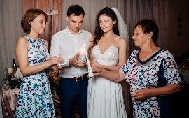 очаг на свадьбе Максима и Елены с родителями